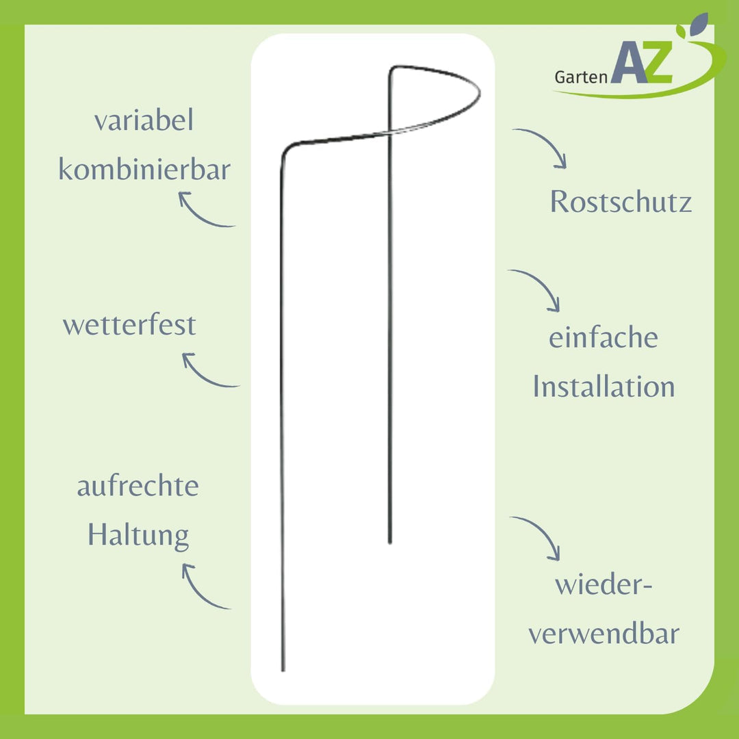 Pflanzenstütze 3er-Set Strauch- &amp; Staudenstütze Metall 70 cm hoch | Blumenstütze halbrund, rostfrei,