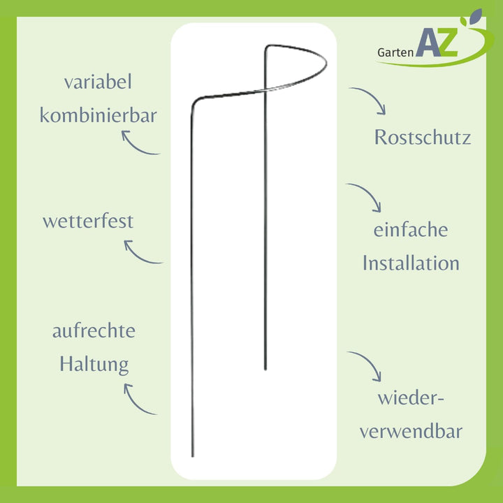 Pflanzenstütze 3er-Set Strauch- &amp; Staudenstütze Metall 70 cm hoch | Blumenstütze halbrund, rostfrei,