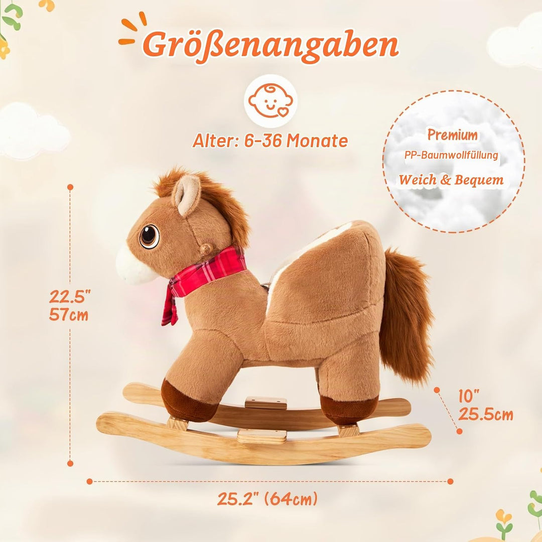 FUNLIO Pony Schaukelpferd für Kleinkinder von 6 Monaten bis 3 Jahren, niedliches Baby-Schaukelpferd