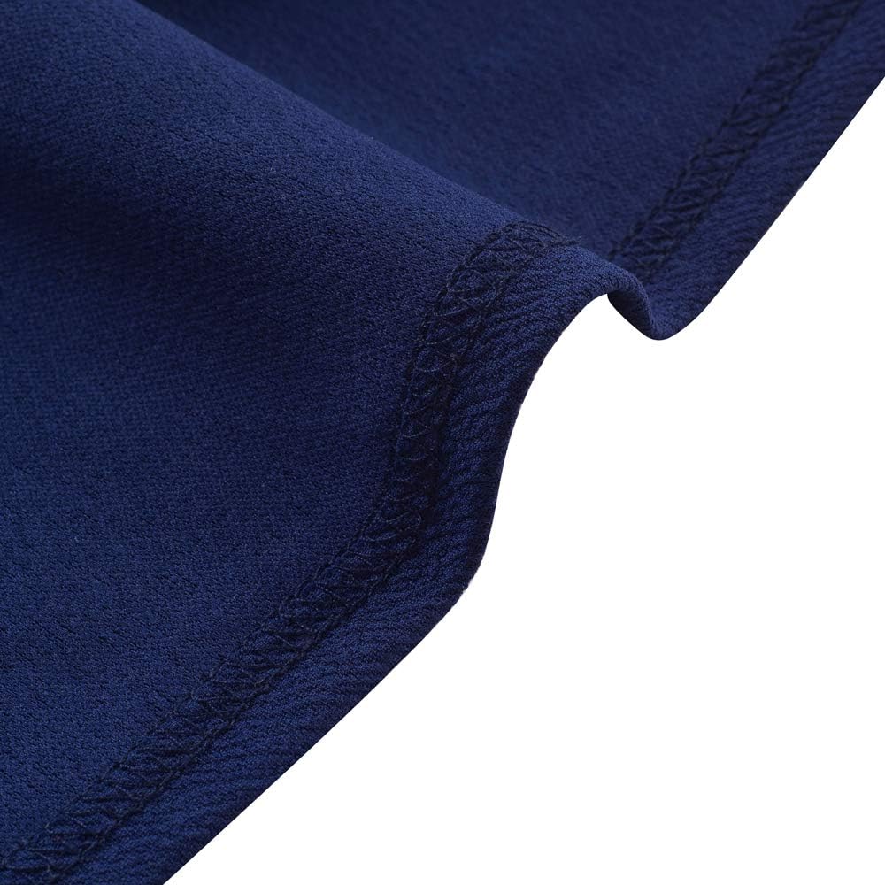 HOMEYEE Damen Elegant V-Ausschnitt mit Rüschen Sleeve Stretch Party Kleid B572, Dunkelblau