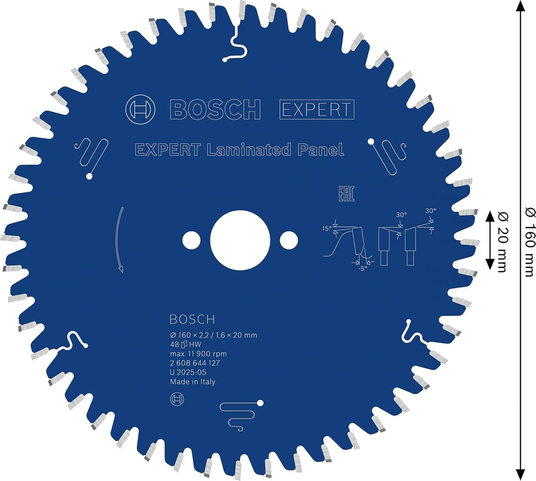 Bosch Professional 1x Kreissägeblatt Expert for Laminated Panel (Laminat, Sägeblatt Ø 160 x 20 x 2,2