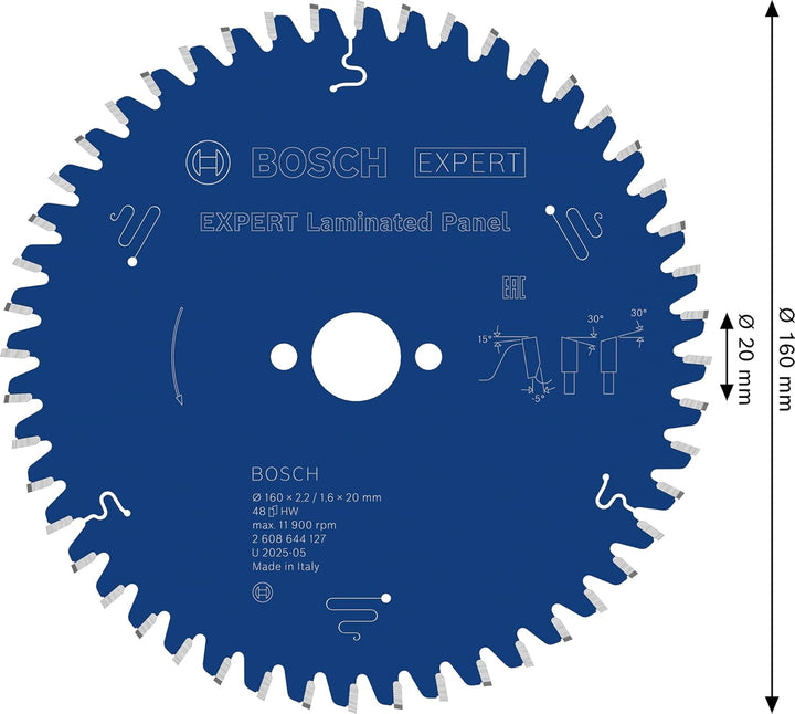 Bosch Professional 1x Kreissägeblatt Expert for Laminated Panel (Laminat, Sägeblatt Ø 160 x 20 x 2,2