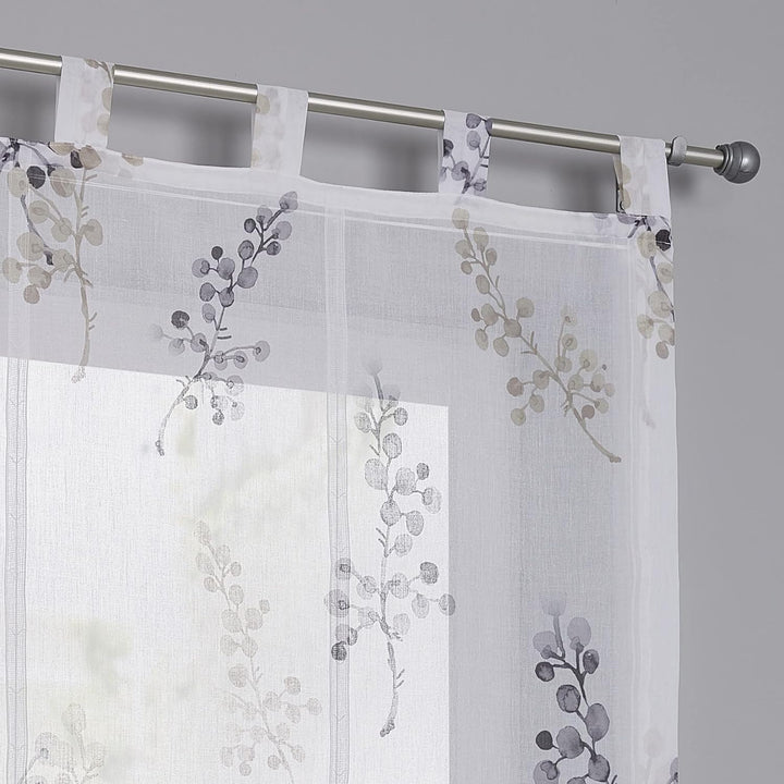 Kutti weisses Raffrollo Danny mit Schlaufen Bedruckt Raffgardine halbtransparent (Taupe, 120 x 140 c
