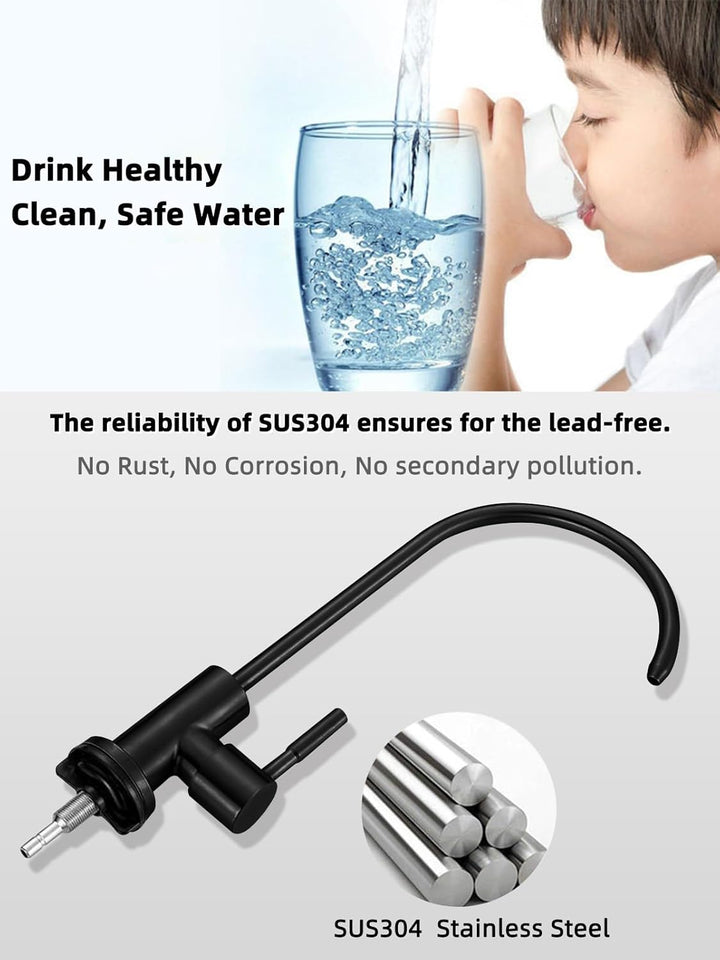Trinkwasserhahn, mattschwarz, bleifreier Wasserfilter-Wasserhahn, Umkehrosmose-Wasserhahn für Küche,