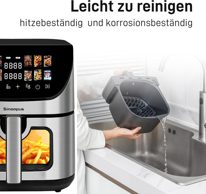Heissluftfritteuse 8,5L XXL Airfryer 1800W Touchscreen 12 Automatikprogramme Sichtfenster & Temperat