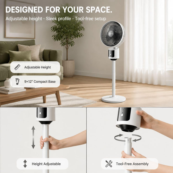 Standventilator für Schlafzimmer – 2026 Verbesserter Ganzraum-Luftzirkulator, 27,4 m Luftstrom, 30 d