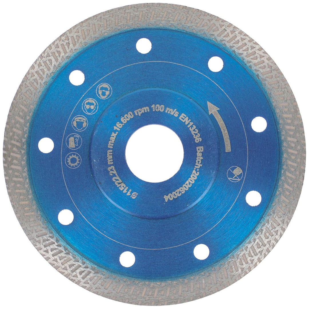 PRODIAMANT Profi Diamant-Trennscheibe 115 mm x 22,2 mm Fliese Feinsteinzeug F50 extra dünn für bis z