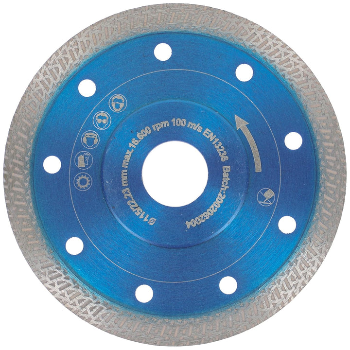 PRODIAMANT Profi Diamant-Trennscheibe 115 mm x 22,2 mm Fliese Feinsteinzeug F50 extra dünn für bis z