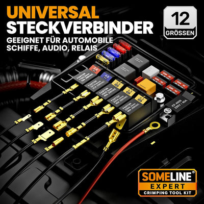 Crimpzange Flachsteckhülsen Set Crimpwerkzeug kabelschuhe mit 240 stück Spade Flachstecker für 0.25-