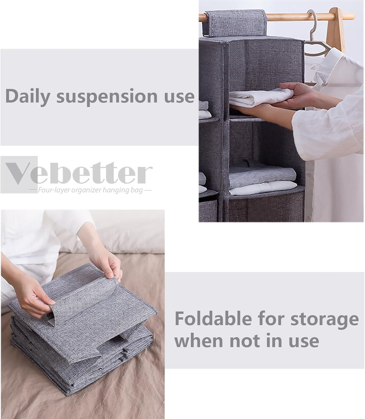 Hängeorganizer, Schrank-Organizer, Hängeregal, Hängeaufbewahrung, Faltbar Platzsparend, Hängeregal S