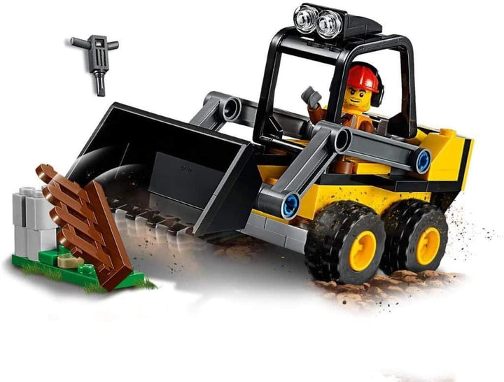 LEGO 60219 City Frontlader, Baumaschinen-Set mit Strassenarbeiter Minifigur