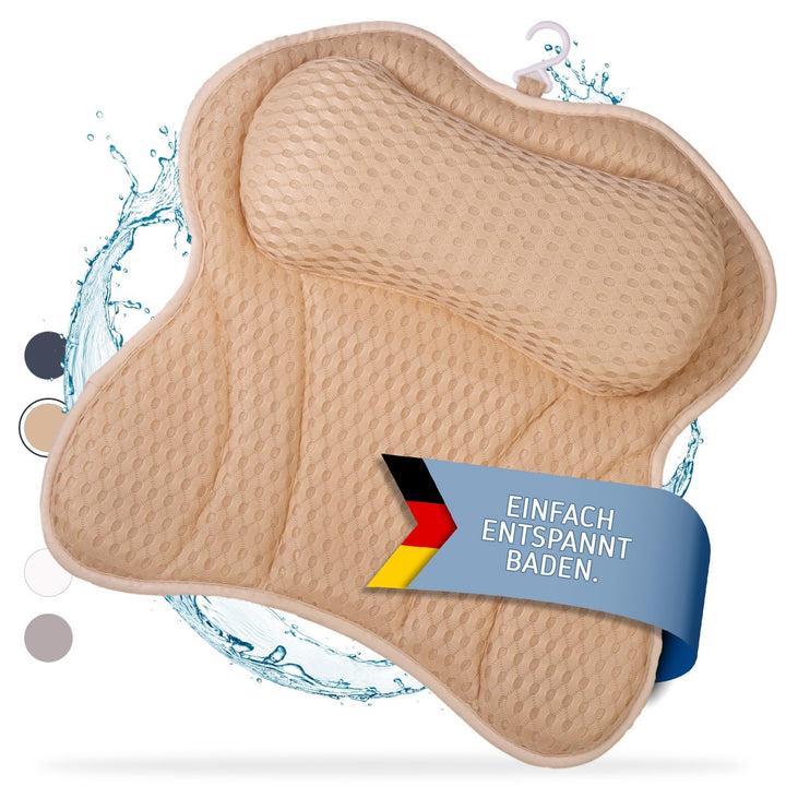 Badewannenkissen | Premium Badekissen für Badewanne mit Kopfstütze &amp; Nackenstütze | Kissen ideal als