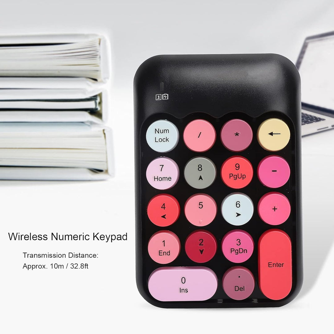 ciciglow Drahtlose Ziffernblöcke, Ziffernblock Ziffernblock 18 Tasten mit Vintage Round Keycap Tragb