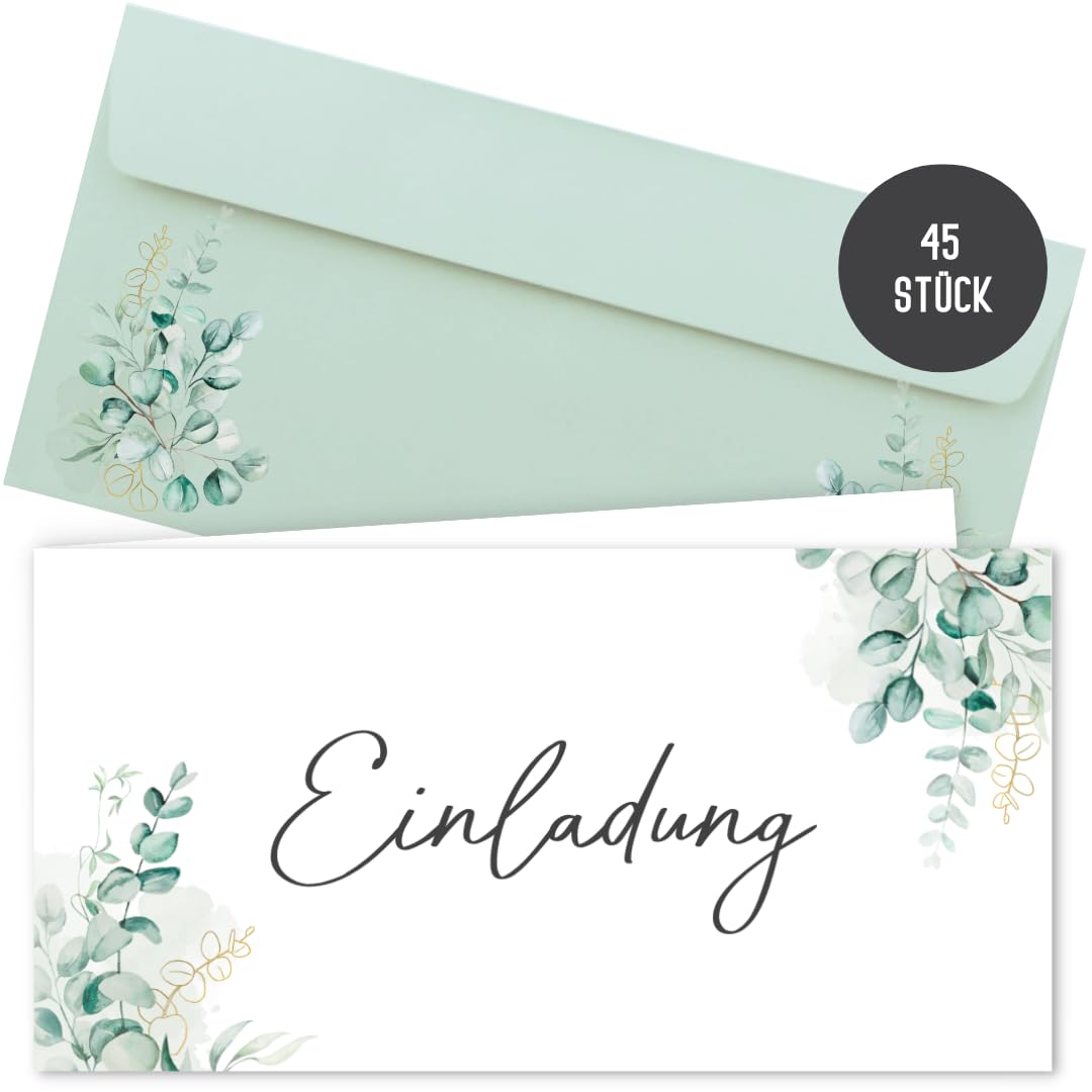 45 Einladungskarten inkl. Umschläge für Hochzeit, Standesamt, Geburtstag, Konfirmation, Kommunion, J