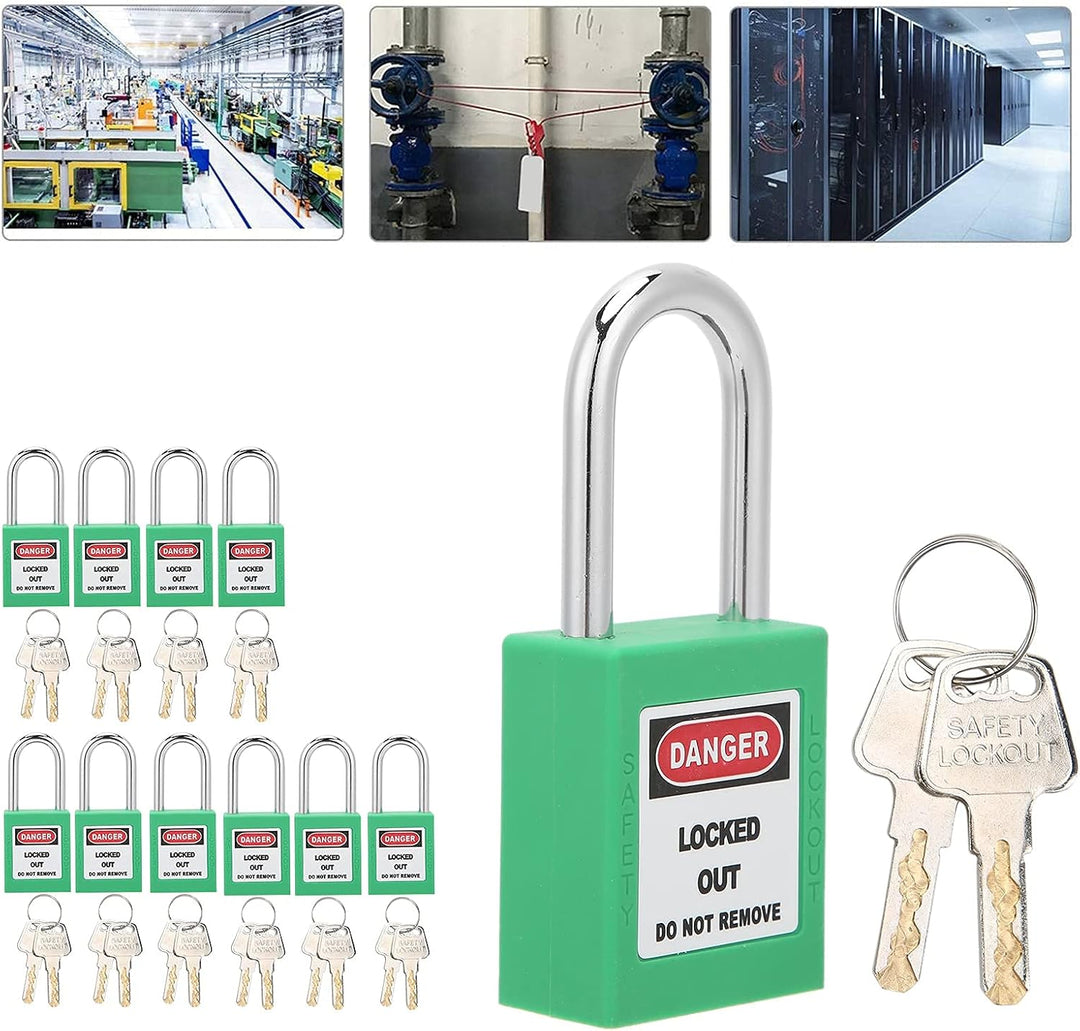 Lockout Tagout Schloss, 10er-Set 38 mm Lockout-Schloss Lockout Vorhängeschloss Gleichschliessend Nyl