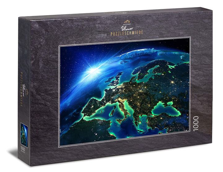 Ulmer Puzzleschmiede - Puzzle Lights of Europe - klassisches 1000 Teile Puzzle - spektakuläres Puzzl
