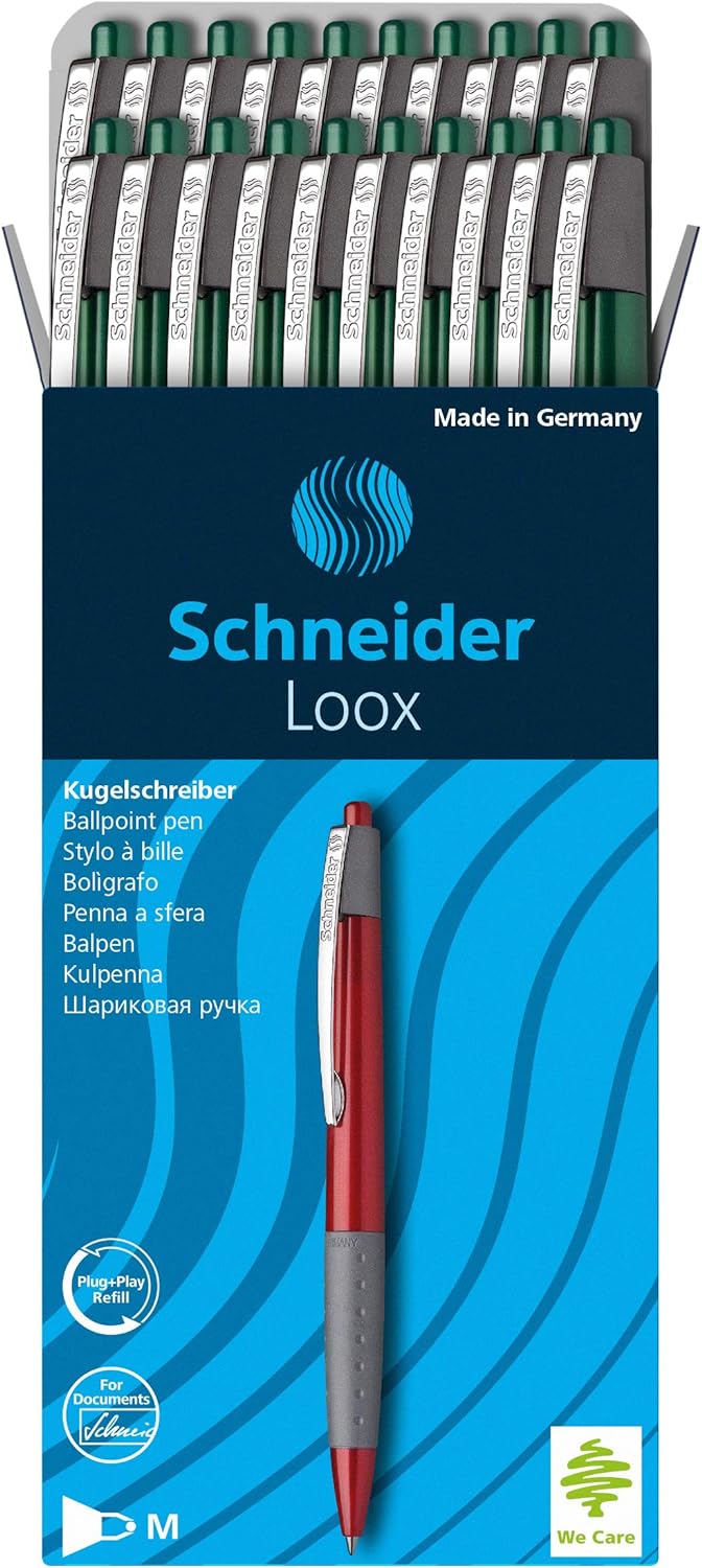 Schneider 135504 Loox Kugelschreiber (Schreibfarbe: grün, Strichstärke M, Druckmechanik, dokumentene