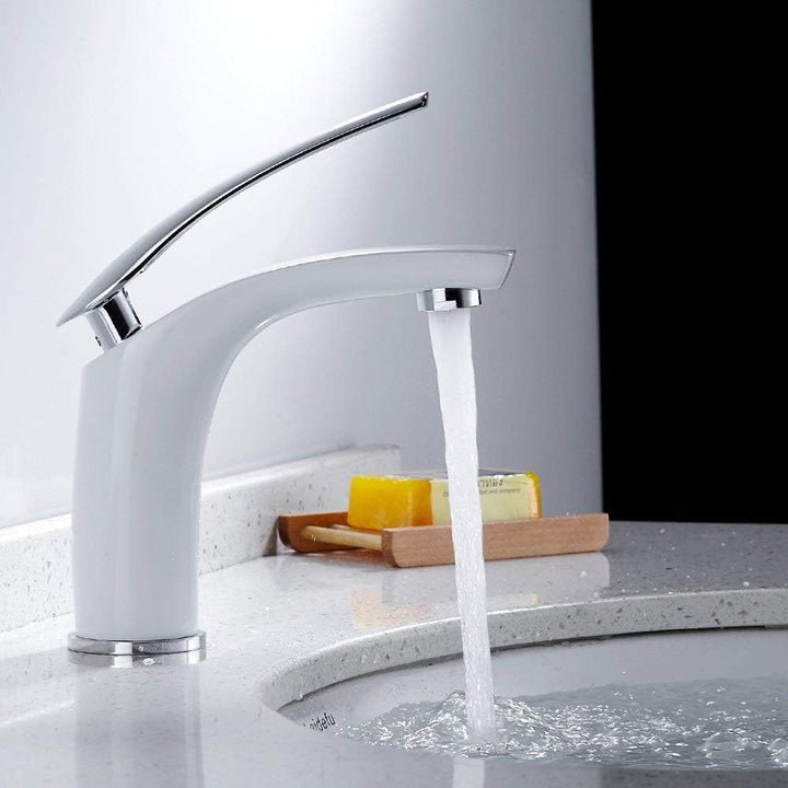 Wasserhahn Bad Weiss,Waschtischarmatur für Bad Einhebel Armatur Mischbatterie Waschbecken Armatur Ba