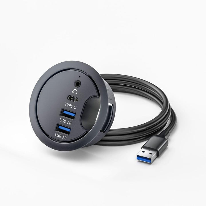 chenyang USB 3.0 Unterputz Desktop Hub,2 USB 3.0 Port/1 USB C Port Hub Tüllenloch 2,36 Zoll (60 mm)
