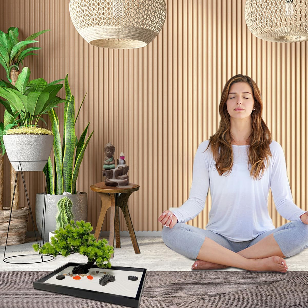 LuXianYS Zen Garten Set, Handgefertigtem Zen Garten Backflow Incense Burner,Zen Sand Miniatur Gesche