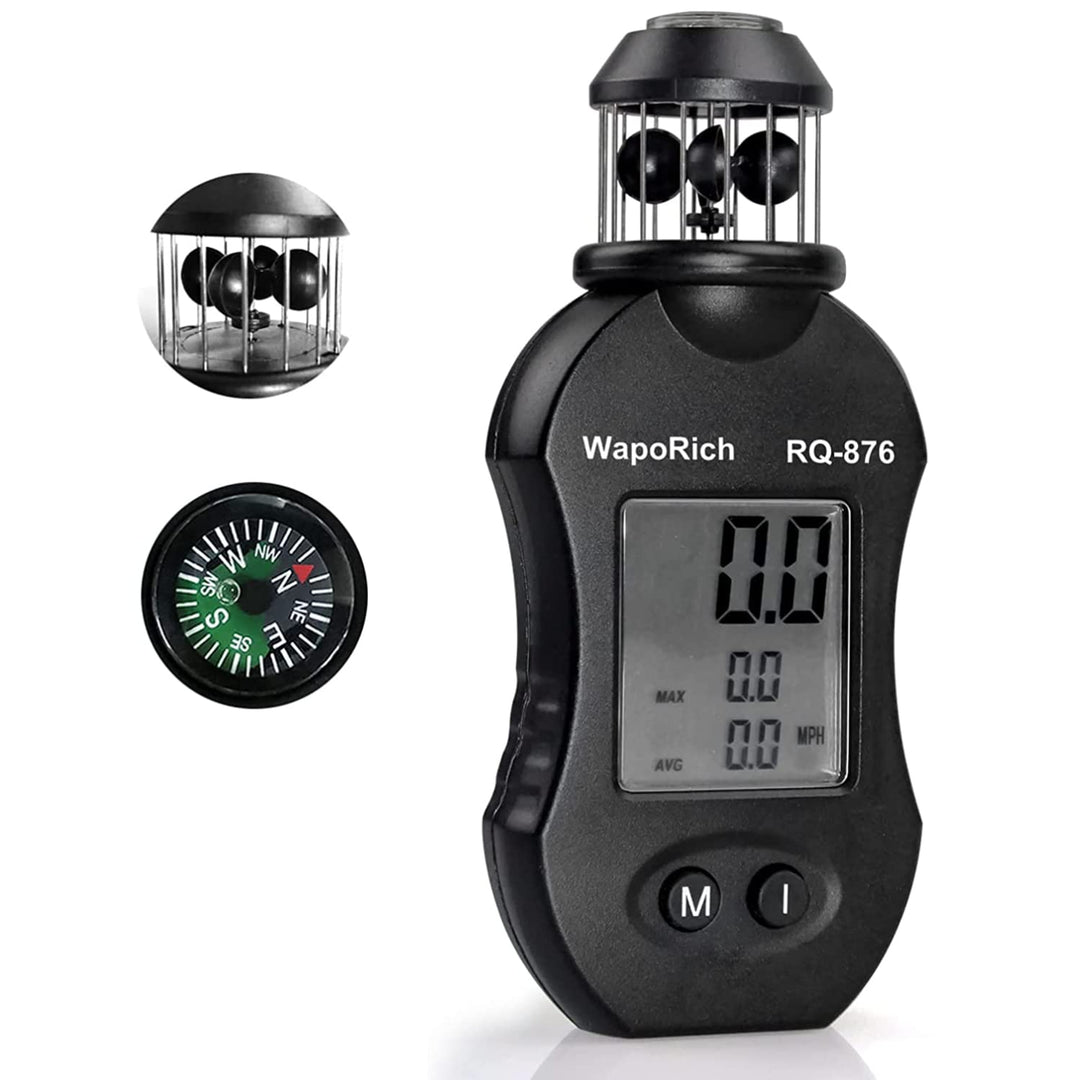 WapoRich Mini Windmesser, 360° Cup-Anemometer Handheld Windmessgerät misst Windgeschwindig 0,7–42 m/