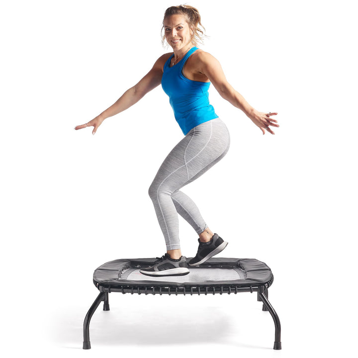 Sunny Health &amp; Fitness Mini-Fitness-Trampolin Ohne Federn – Hochwertiger Rebounder mit Verstellbarem