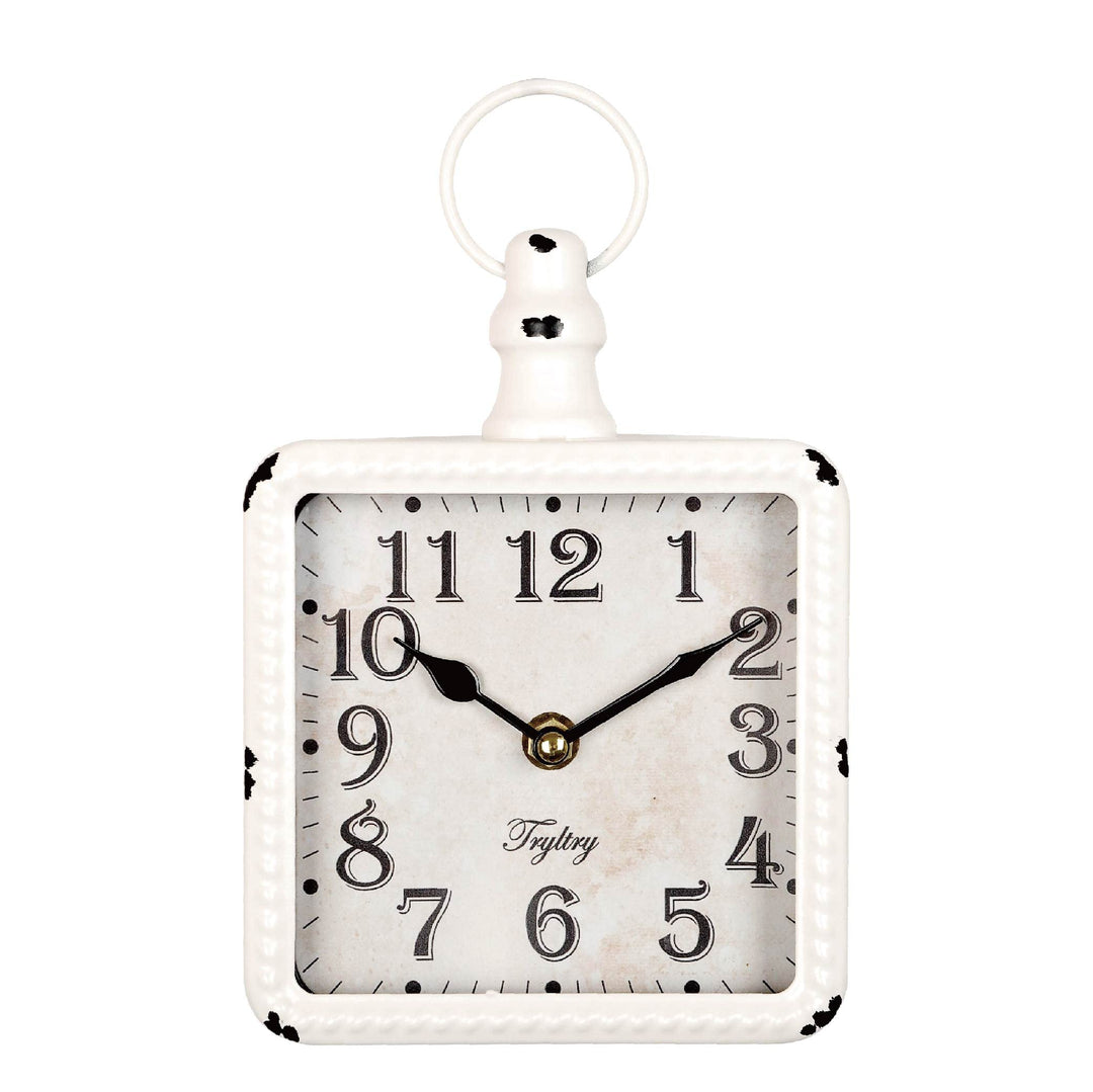TRYLTRY Rechteckige kleine Wanduhr, batteriebetrieben, lautlos, Vintage-Dekoration, Wanduhr, antikes