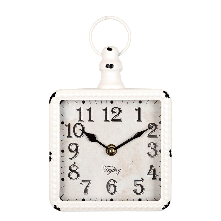 TRYLTRY Rechteckige kleine Wanduhr, batteriebetrieben, lautlos, Vintage-Dekoration, Wanduhr, antikes