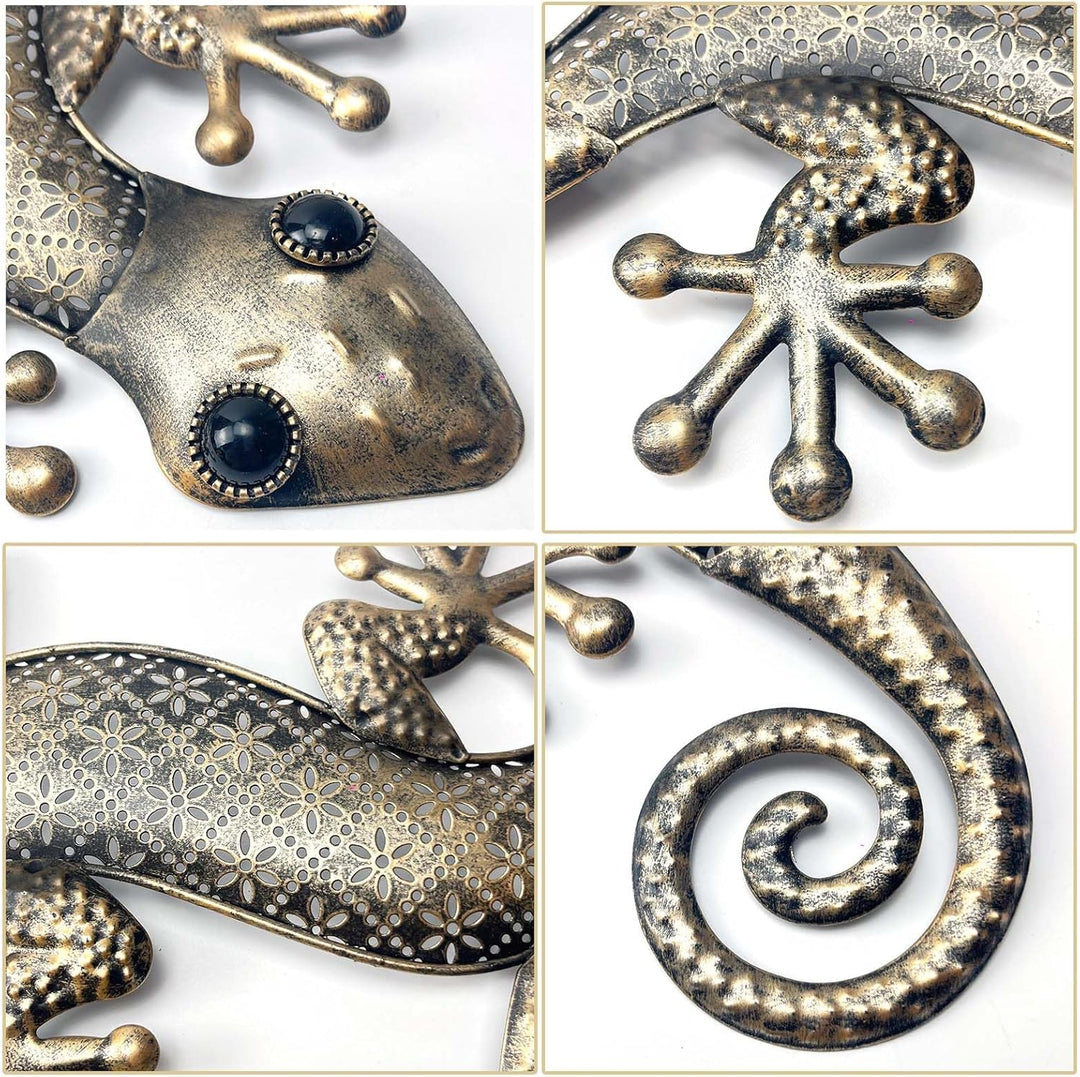 Liffy Metall Gecko Wanddekoration (goldene Eidechse), goldene Eidechse