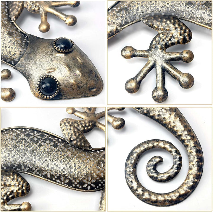 Liffy Metall Gecko Wanddekoration (goldene Eidechse), goldene Eidechse