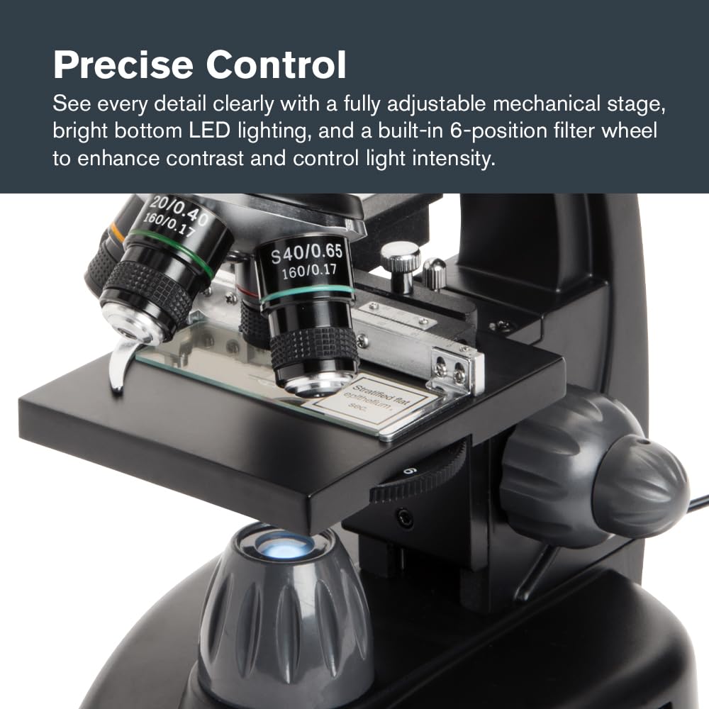 Celestron 44347 TetraView LCD Digitales Touchscreen-Mikroskop, 40- bis 400-fache Vergrösserung, Schw