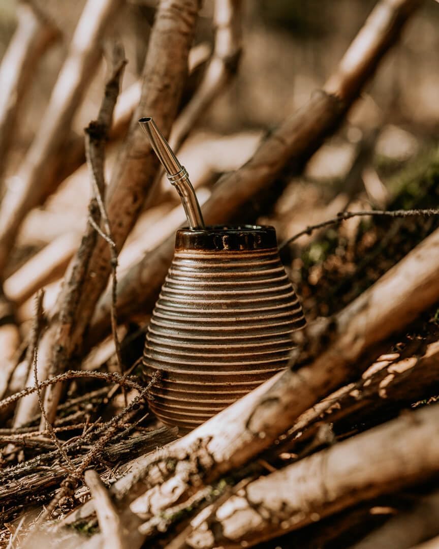caámate. Yerba Mate Tee Set ● Das Original ● Keramik Matebecher + Edelstahl Bombilla, Vintage