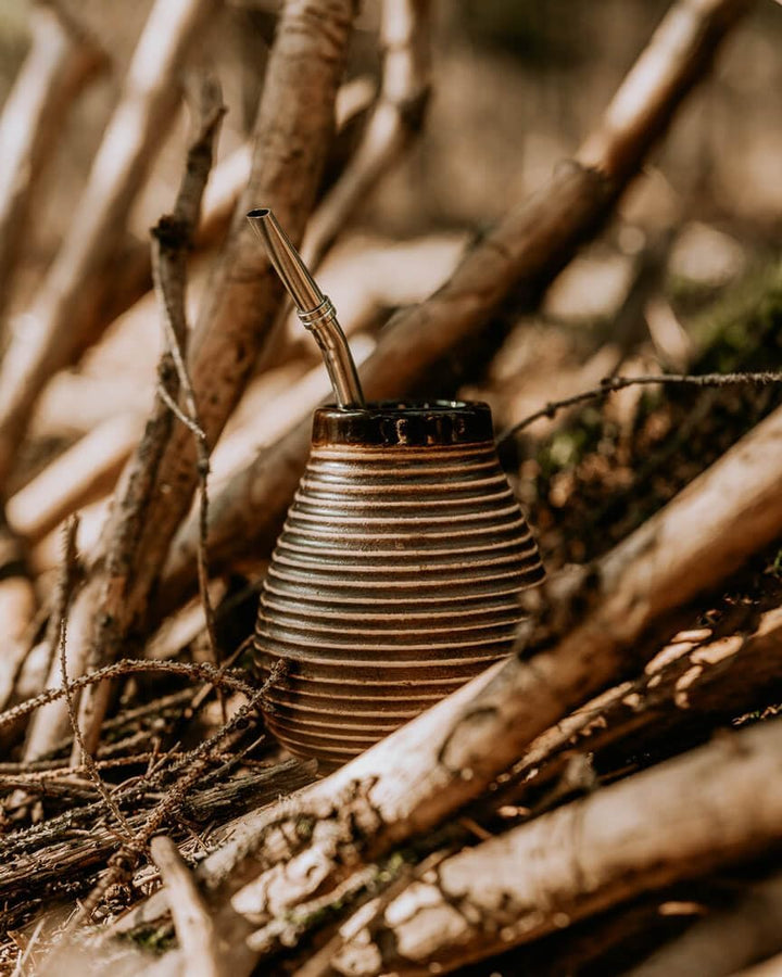 caámate. Yerba Mate Tee Set ● Das Original ● Keramik Matebecher + Edelstahl Bombilla, Vintage