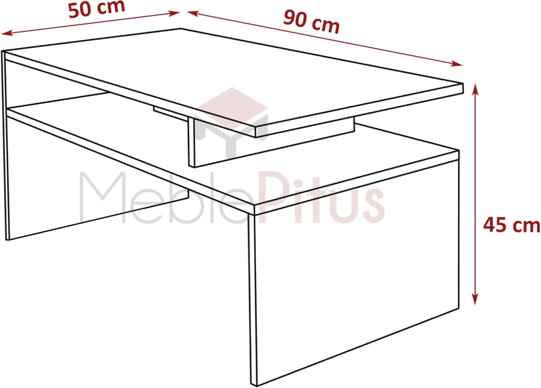 Weiss/Beton glänzender Couchtisch für das Wohnzimmer - modernistischer Look, minimalistischer Stil -