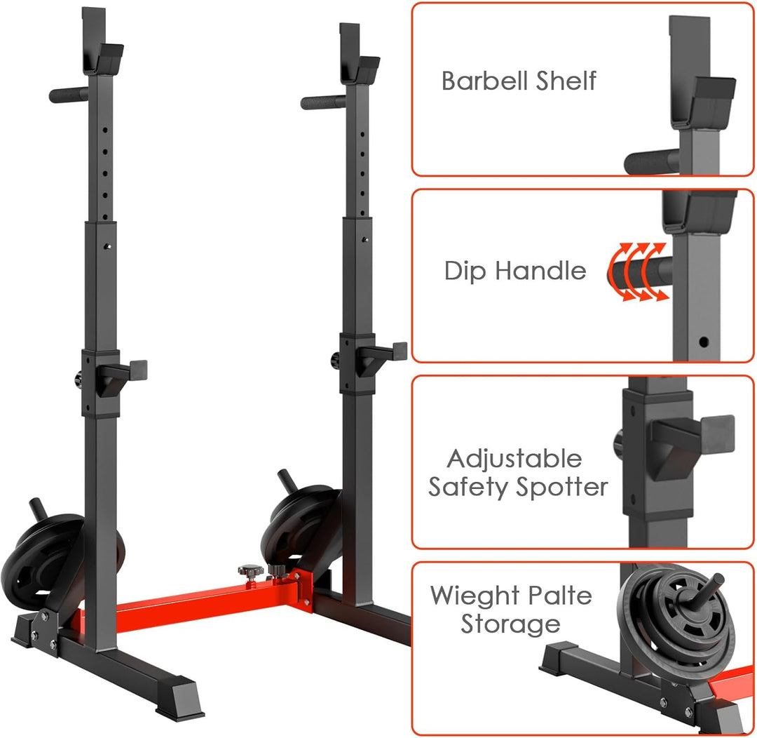 LIFERUN Squat Rack Hantelständer, Kniebeugenständer, verstellbare Langhantelablage höhenverstellbar,