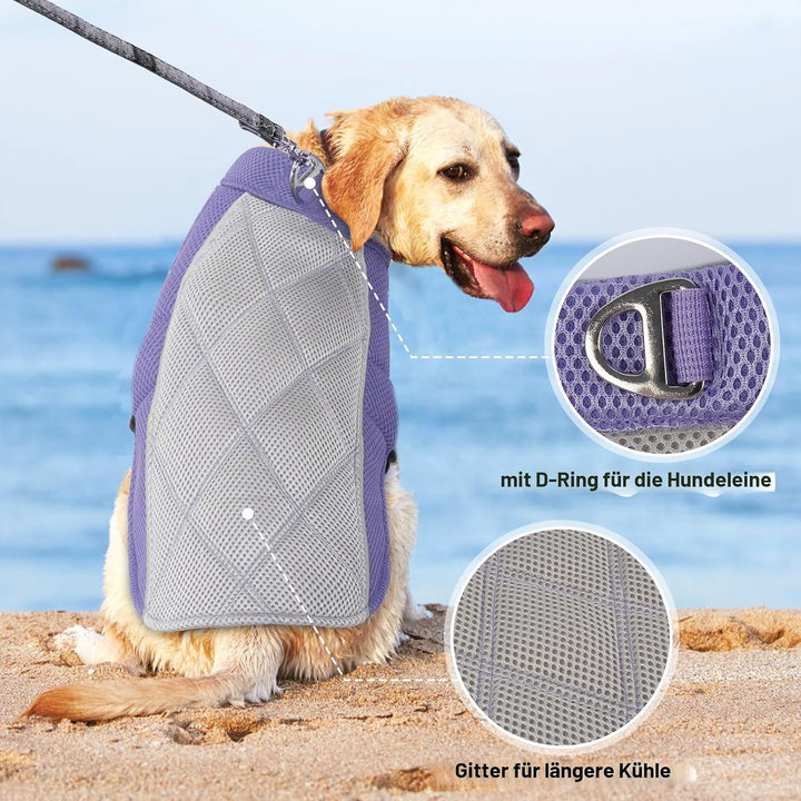 Kühlweste Hund, Sommer Kühlgeschirr für Hunde mit D-Ringe, Sonnenschutz Hund Kühlmantel, Kühlendes H