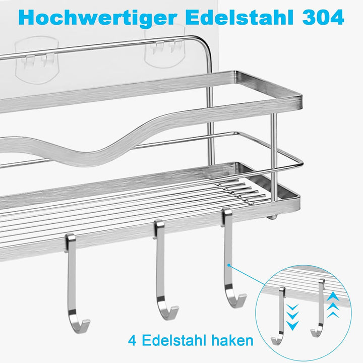 Duschkorb Duschablage Edelstahl Ohne Bohren: 2 Pack Dusche Ablage Shampoo Halterung Badezimmer Regal