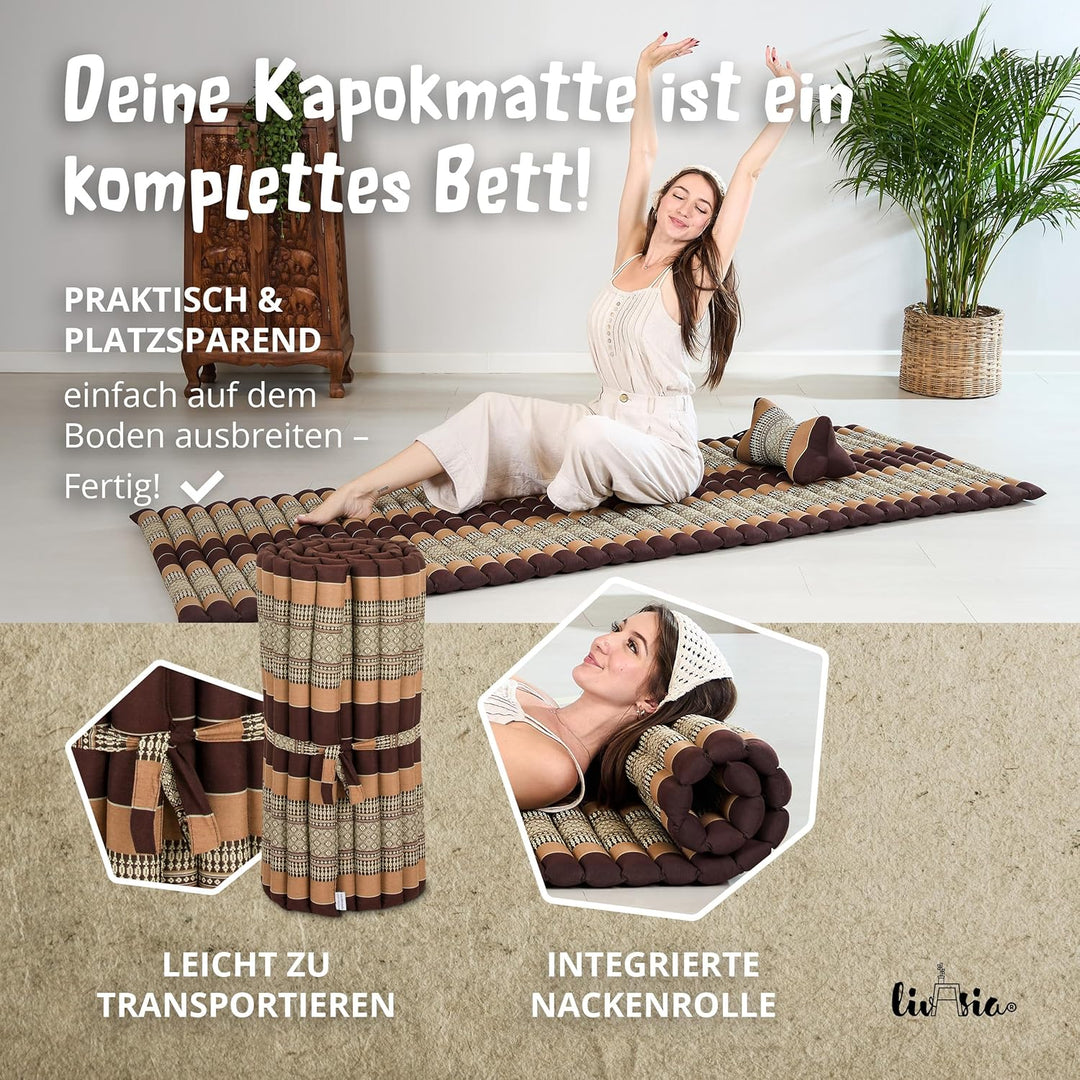 livasia Rollmatte Rollmatratze L-200x110x4,5cm, Gästebett Gästematratze 1 Person, Reisebett Kofferra