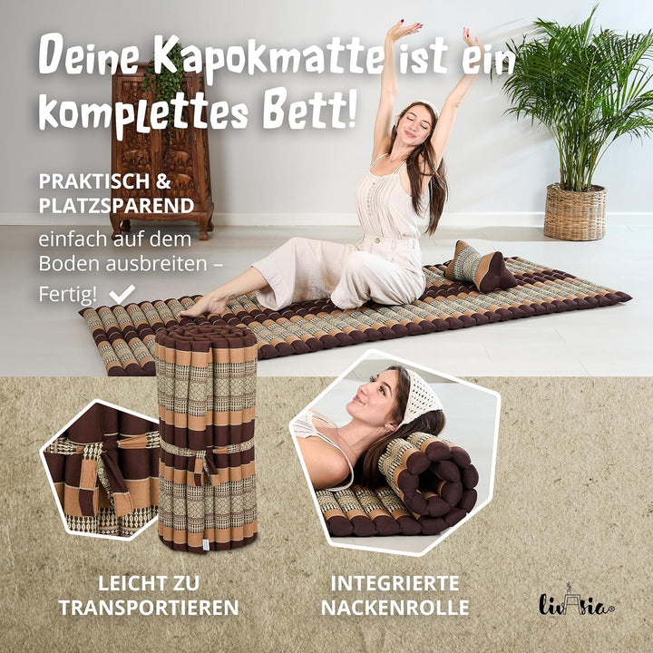 livasia Rollmatte Rollmatratze L-200x110x4,5cm, Gästebett Gästematratze 1 Person, Reisebett Kofferra