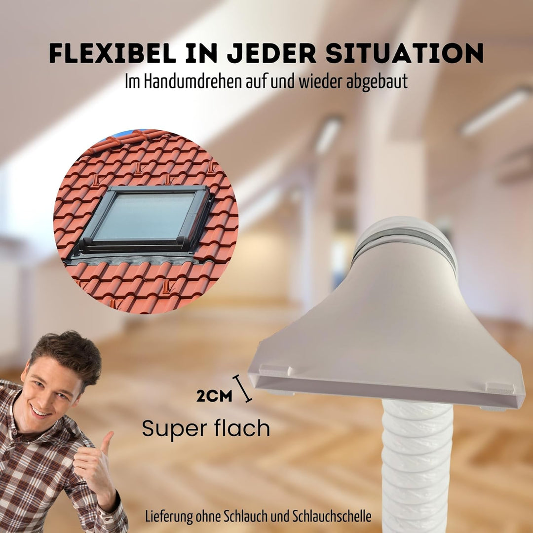 Flacher Schlauch Adapter für Dachfenster Kippfenster für 100mm Flach Abluft Schlauch für Klimaanlage