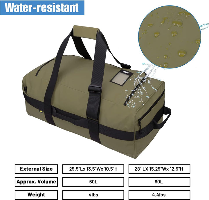 MIER Sporttasche Herren Wasserresistente Reisetasche gross Heavy Duty Convertible Sportrucksack mit