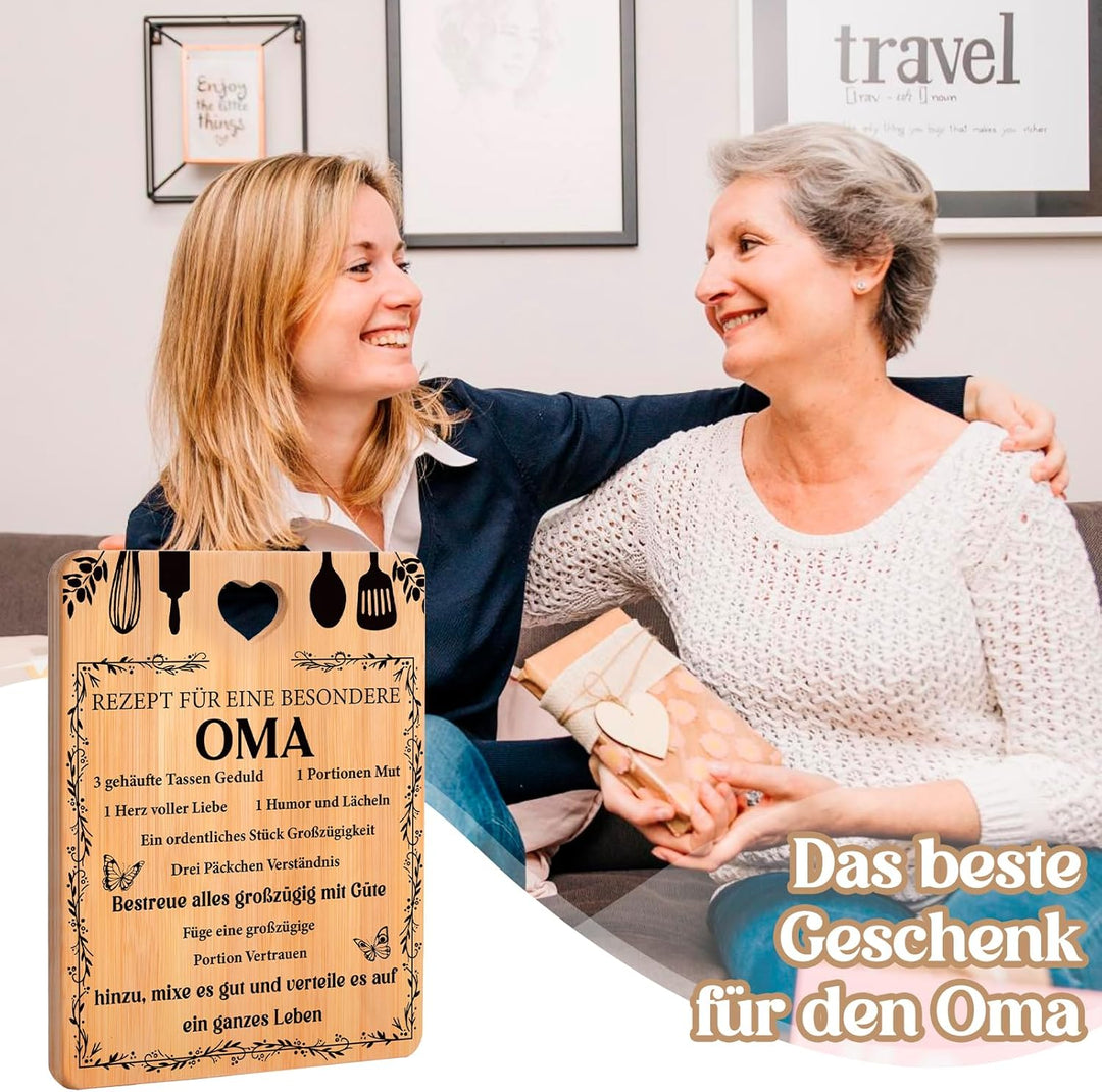 Oma Geschenk zum Muttertag - Bambus Schneidebrett, Geschenkideen für Oma, Geburtstagsgeschenke für O