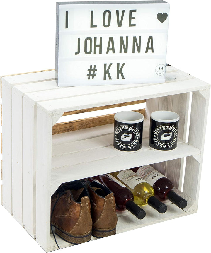 4er Set Massive Obstkiste Apfelkiste Weinkiste aus dem Alten Land +++ 50 x 40 x 30 cm (Weiss GEFL. B