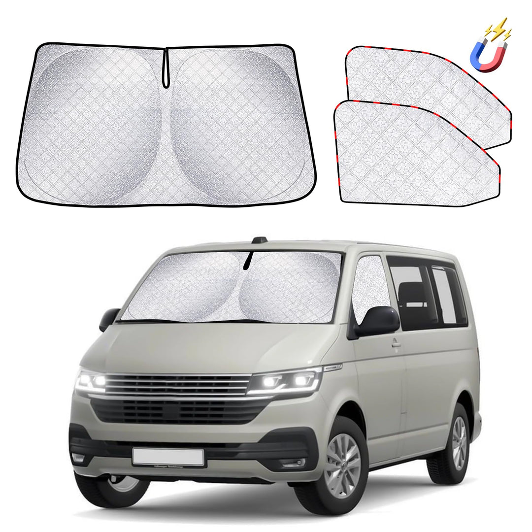 ZATOOTO Sonnenschutz Auto Frontscheibe passend für VW T5 T6, 3PCS Thermomatte Fahrerhaus, Auto Sonne