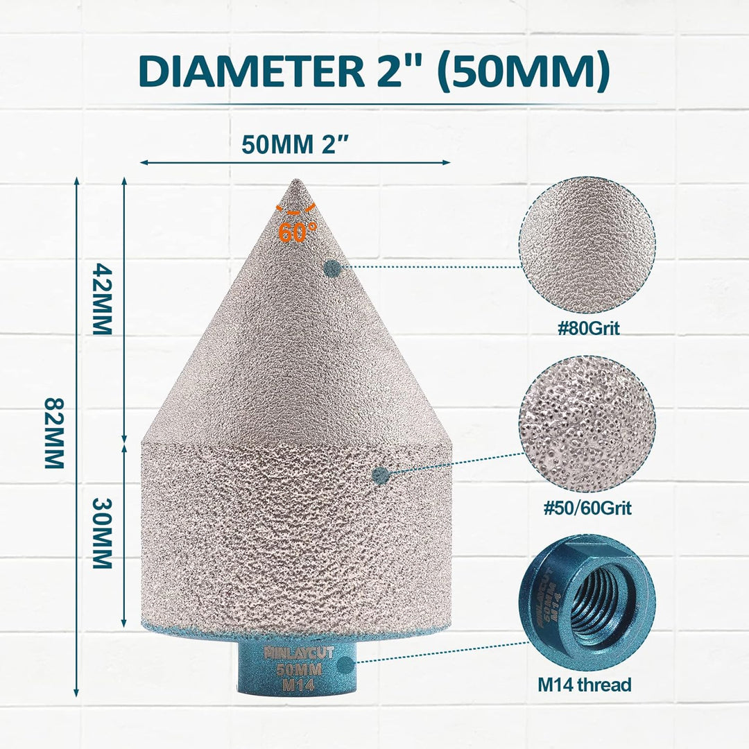 Diamant Fasenbits 50mm Diamant Fingerfräser zum Vergrössern Löcher in Fliesen Porzellan Marmor Keram