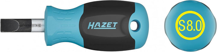 HAZET Schraubendreher 811K-80, SW 1,2 x 8 mm Schlitzprofil, Rutschfester 3-Komponenten-Griff, Rundkl