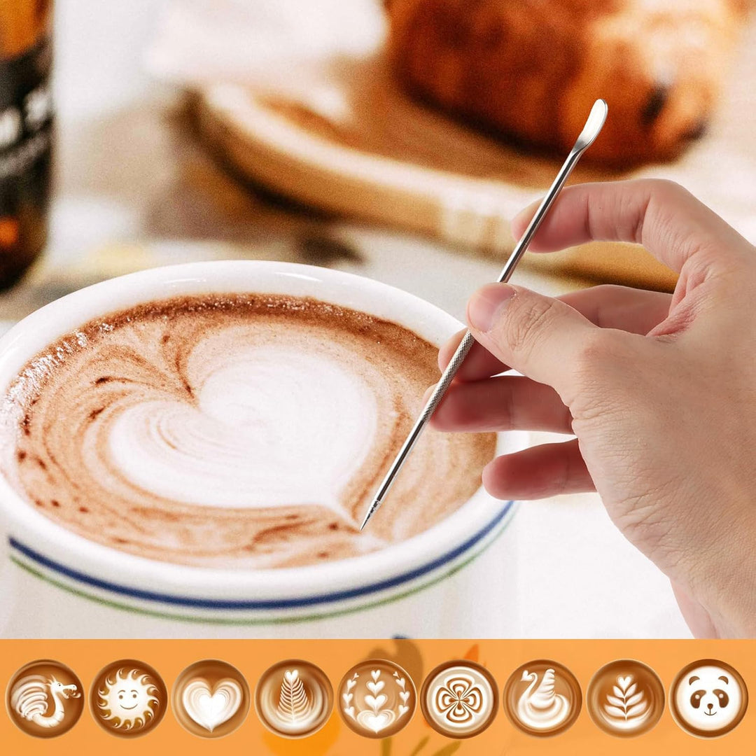 APACALI 2 Stück Milchkännchen Edelstahl Schwarz, Barista Milchschaumkännchen mit Messung Mark und La
