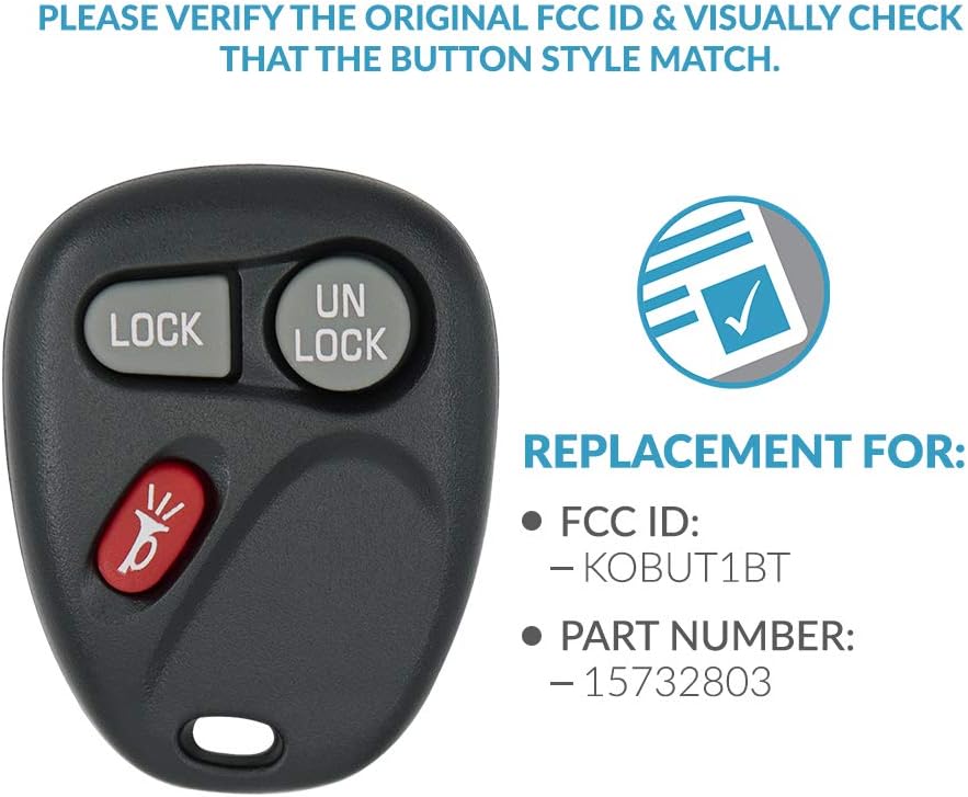 Keyless2Go New Keyless Entry Replacement Remote Car Key Fob for Select Vehicles that use 15732803 /