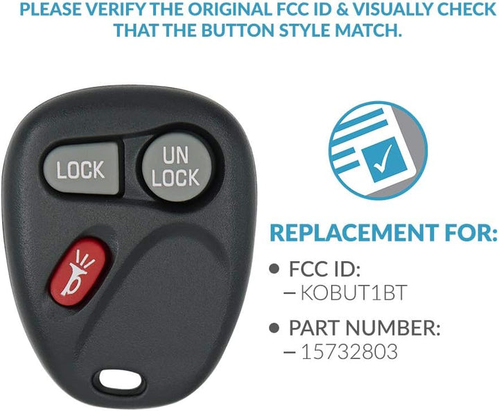 Keyless2Go New Keyless Entry Replacement Remote Car Key Fob for Select Vehicles that use 15732803 /
