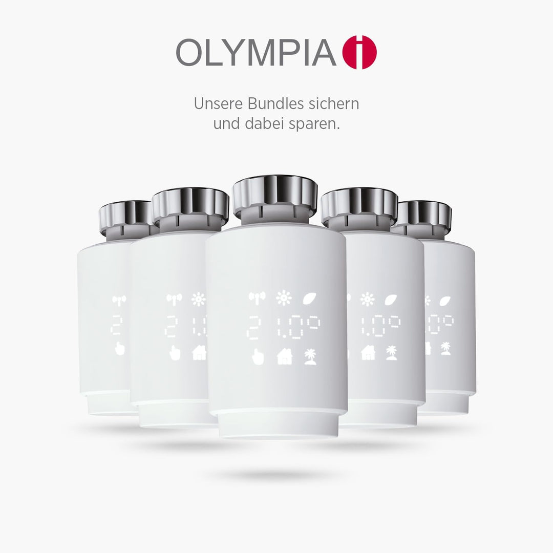 Olympia HT-02Y Smart Thermostat WiFi | Heizkörperthermostat Smart mit Tuya-App, Alexa & Google | Ein